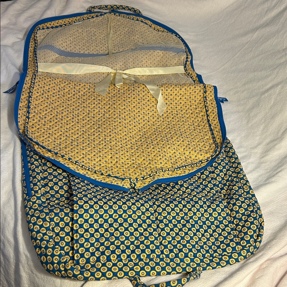 Vera Bradley Quilted Travel Garment Bag in Blue and Yellow Dot Print
